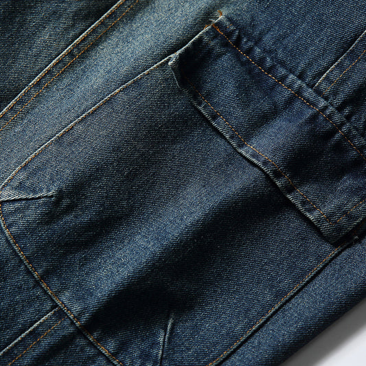 Three Dimensional Cut Large Pocket Workwear Jeans
