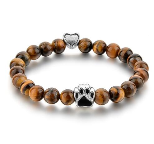 Harajuku Style Natural Stone Mala Bead Dog Paw Bracelet
