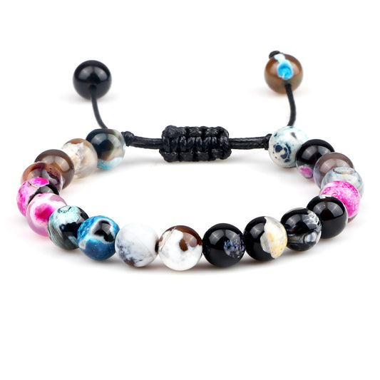 8mm Tiger Eye Stone Beads Bracelet - Adjustable & Braided