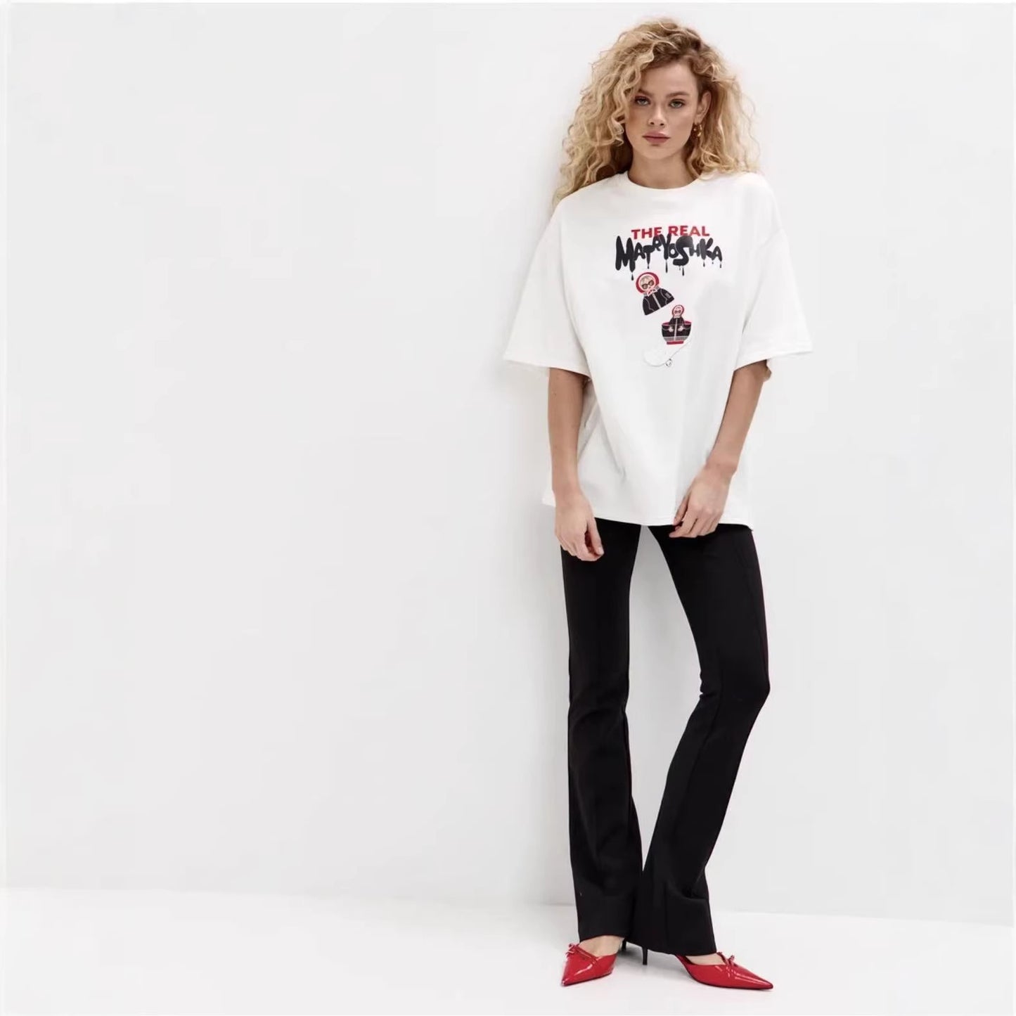 Harajuku Round Neck Short Sleeve Top — Loose Cotton Unisex Tee (White)