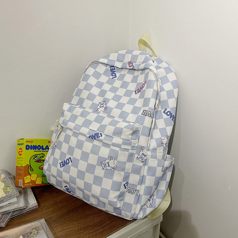 Harajuku Style Checkerboard Backpack for Girls