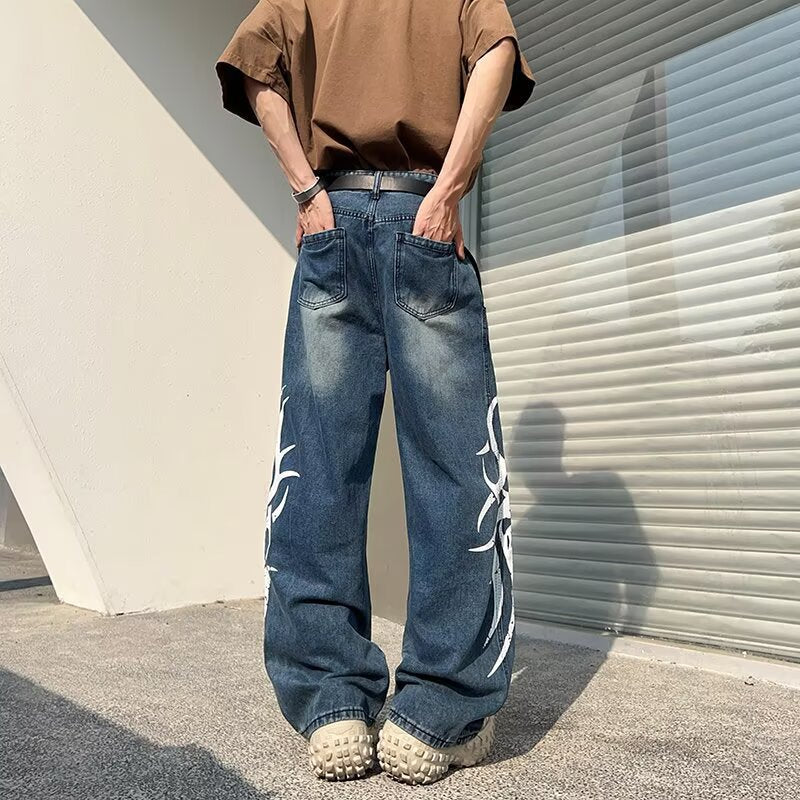 Gradient Wide Leg Denim Pants - Harajuku Style