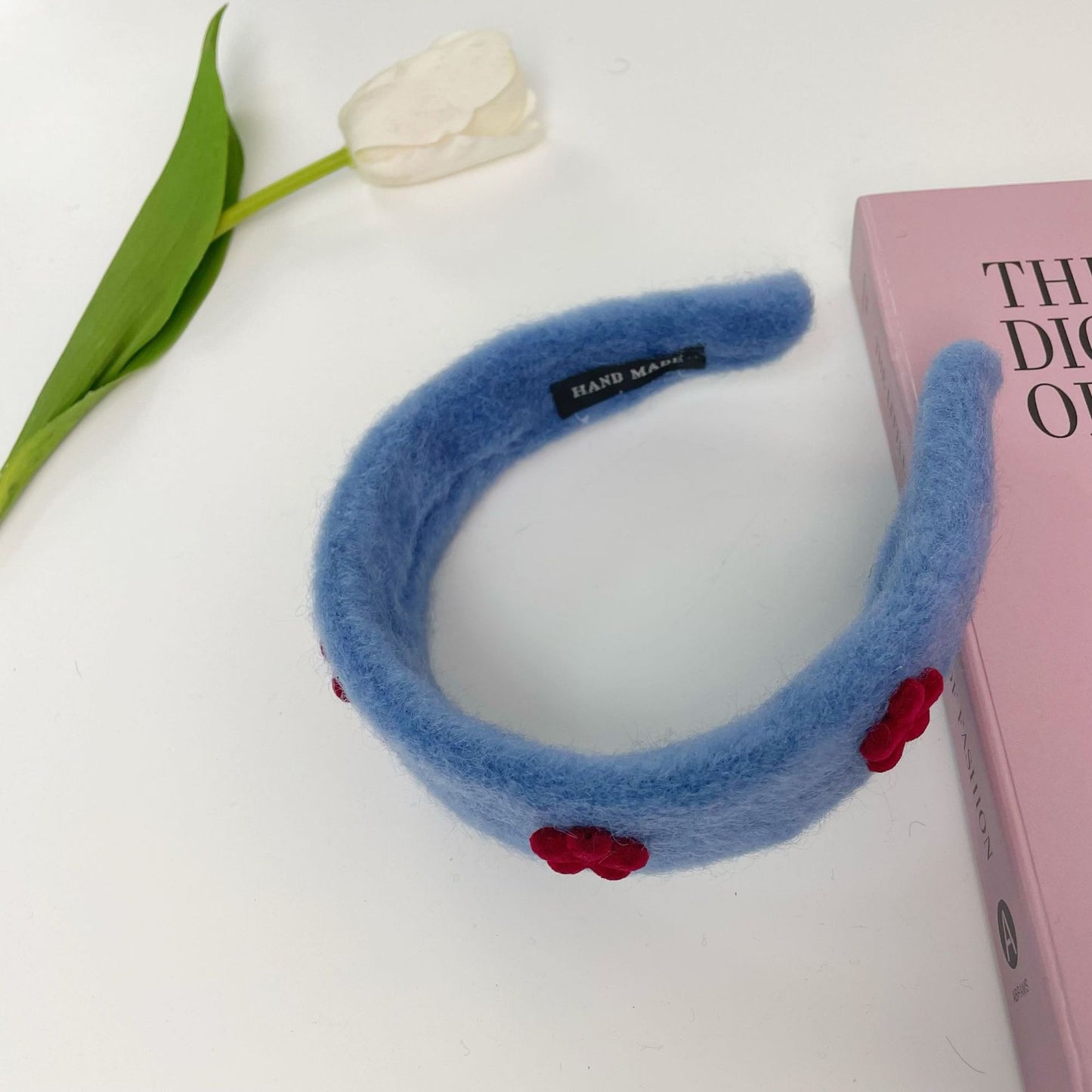 Korean Cute Flower Plaid Plush Hair Hoop