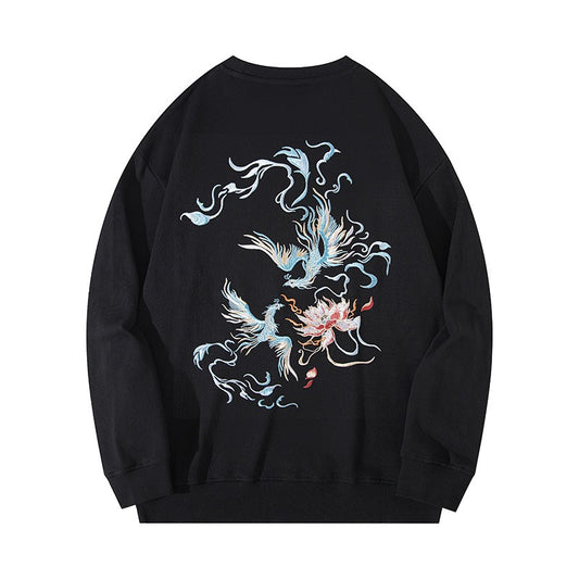Harajuku Style Phoenix Embroidered Sweatshirt for Men