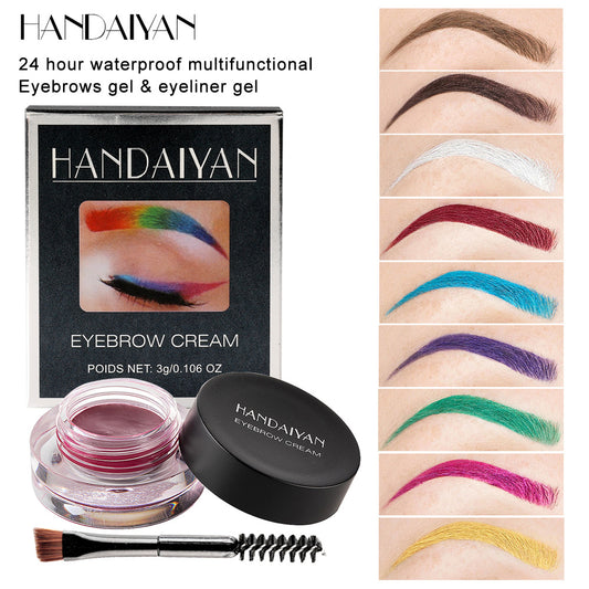 12-Color Waterproof Eyebrow Dye Cream - Harajuku Style