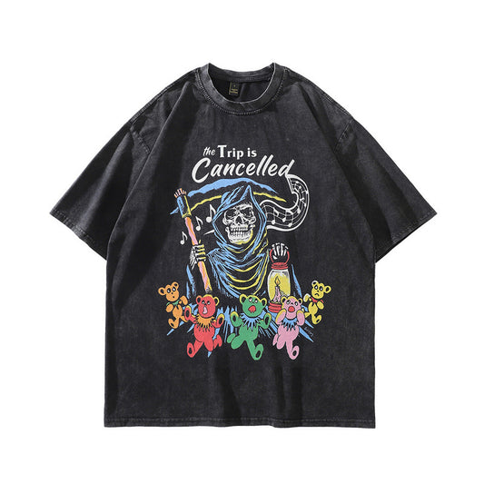 Men's Retro Rock Print T-Shirt - American Punk Style