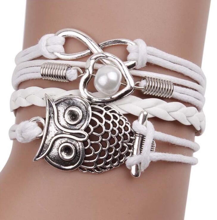 Infinity Owl Pearl Friendship Bracelet - Multilayer Charm