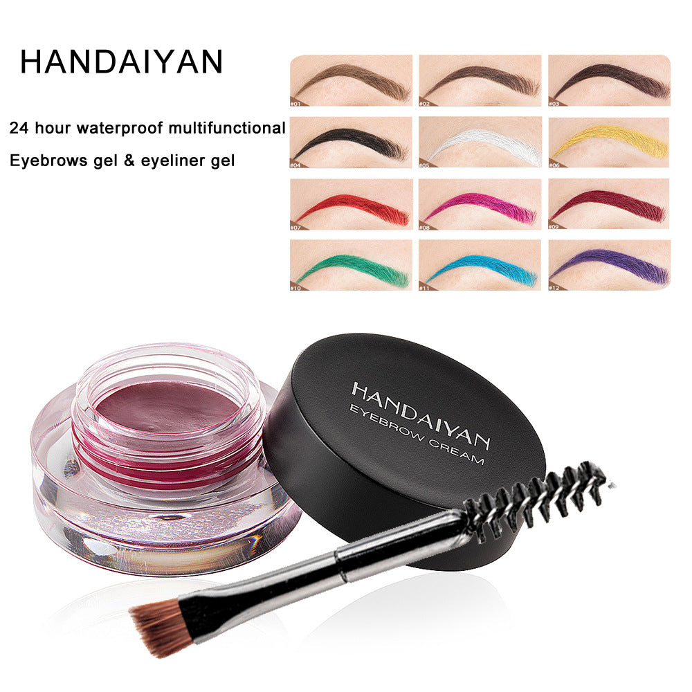 12-Color Waterproof Eyebrow Dye Cream - Harajuku Style