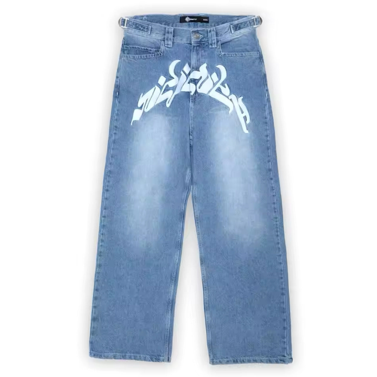 Playful Letter Printed Jeans for Men