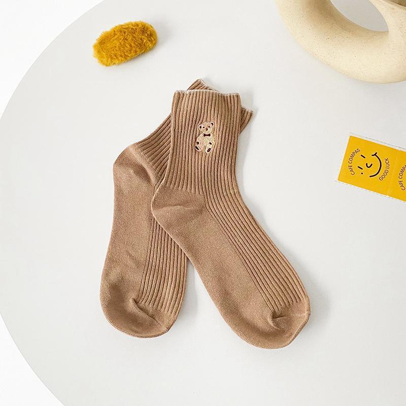 Cute Bear Cotton Socks - Comfortable, Soft Crew, Breathable Sports Socks - 6 Pairs
