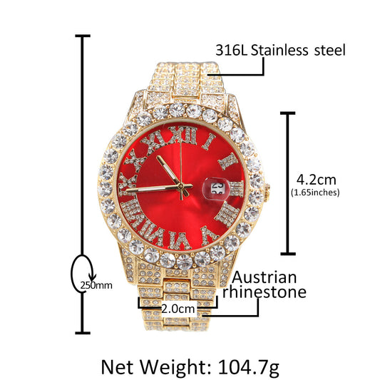 Roman Numerals Diamond-Encrusted Men's Watch