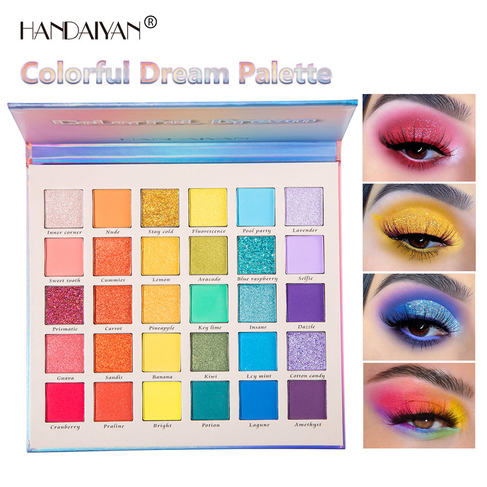 30 Color Pearly Matte Glitter Eyeshadow Palette - Dream Rainbow