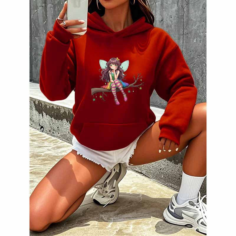 Cartoon Fairy Hooded Sweatshirt - Playful Harajuku Style