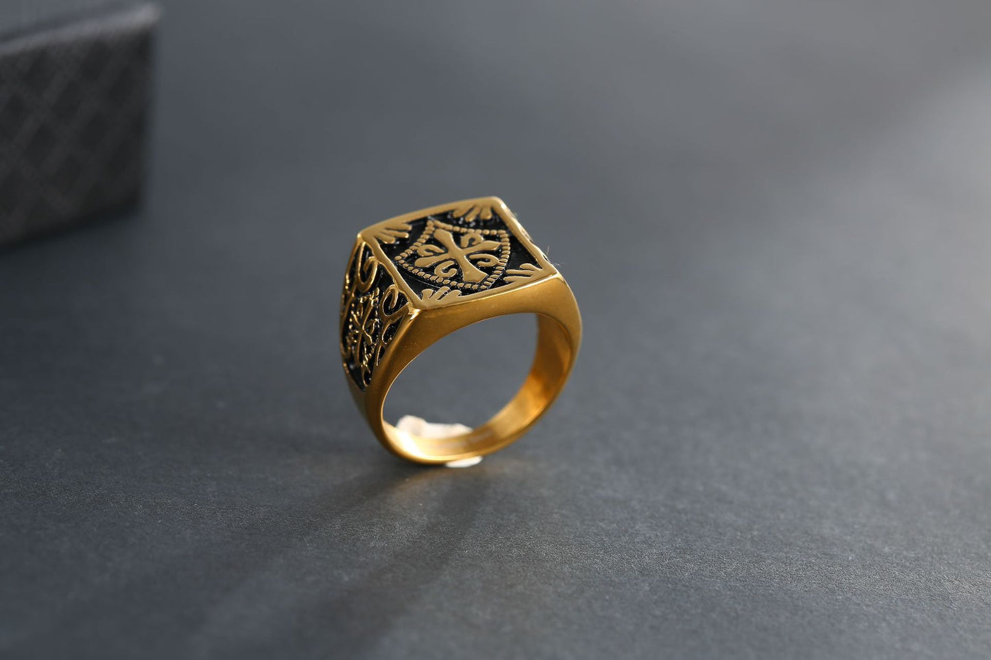 Vintage Gold Geometric Open Ring - Unisex Handmade Jewelry