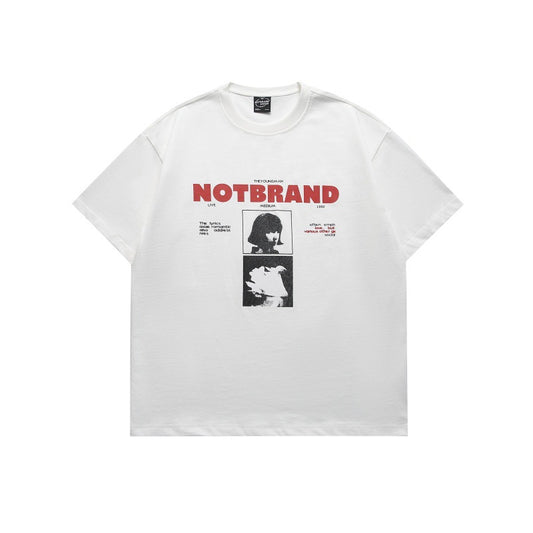 Harajuku Style Portrait Letter Print Loose Fit Tee