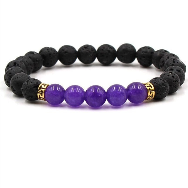 Buddha Bless Black Lava Chakra Bracelet