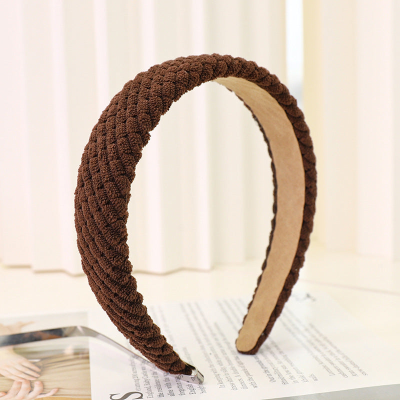 Fashion Corduroy Plaid Wide Brim Hair Bundle Headband F702