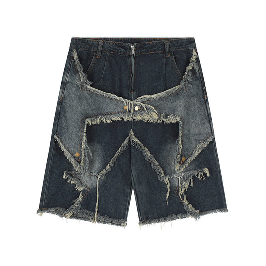 Trendy Star Patch Embroidery Denim Shorts for Men