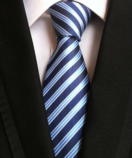 Classic Yellow & Navy Blue Striped Silk Tie