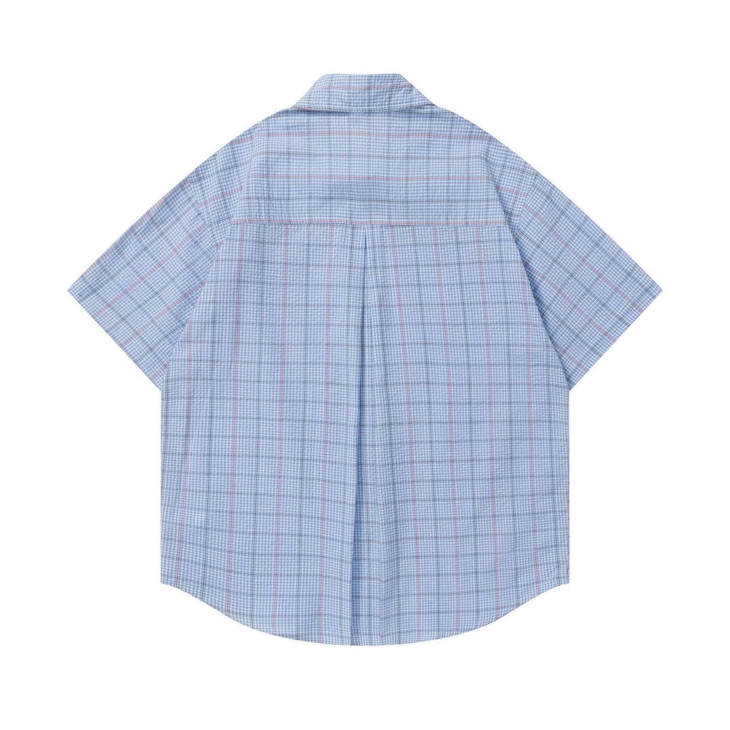 Harajuku Dog Embroidered Tie Short Sleeve Shirt — Street-Style Cotton Blend