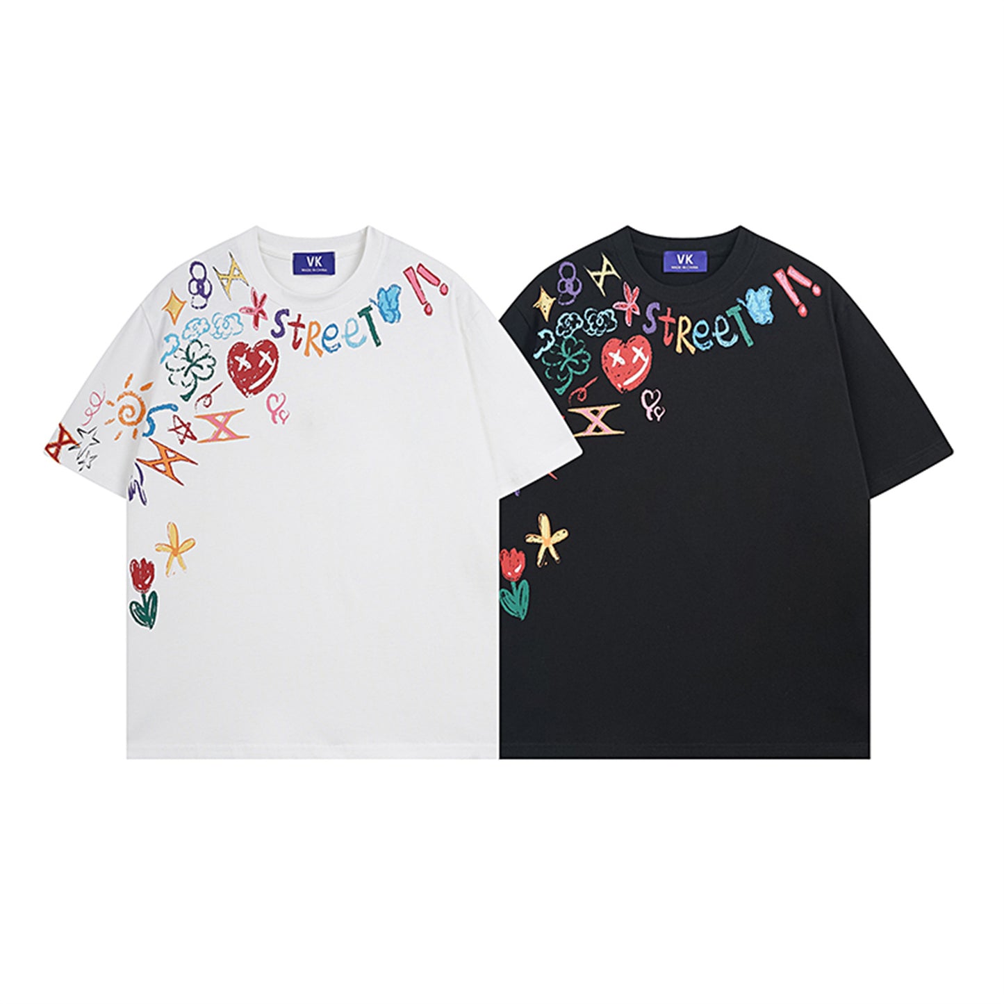 Retro Graffiti Print Cotton Heavyweight T-Shirt - Unisex