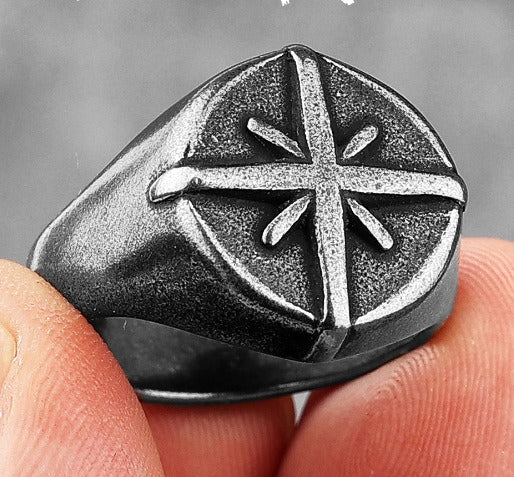 Men's Viking Compass Ring - Nordic Navigator Style