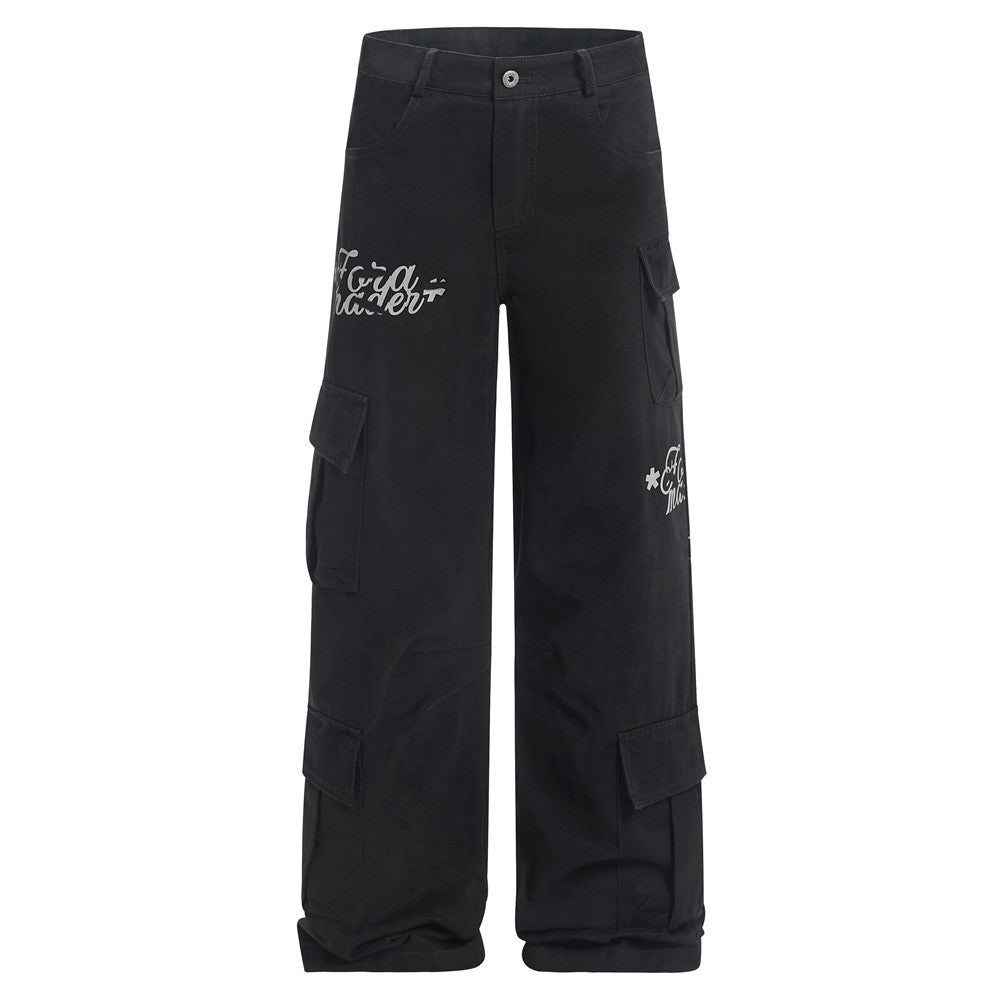 Harajuku Style Multi-Pocket Straight Leg Workwear Pants