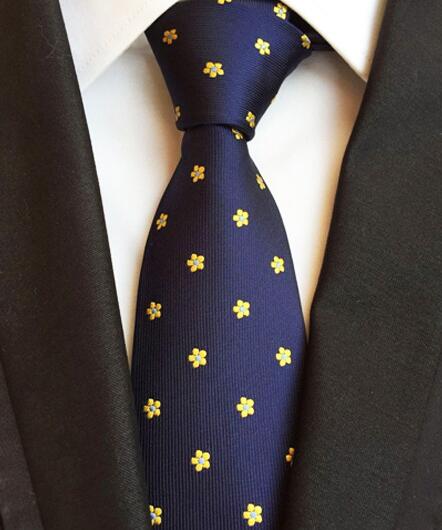 Classic Yellow & Navy Blue Striped Silk Tie