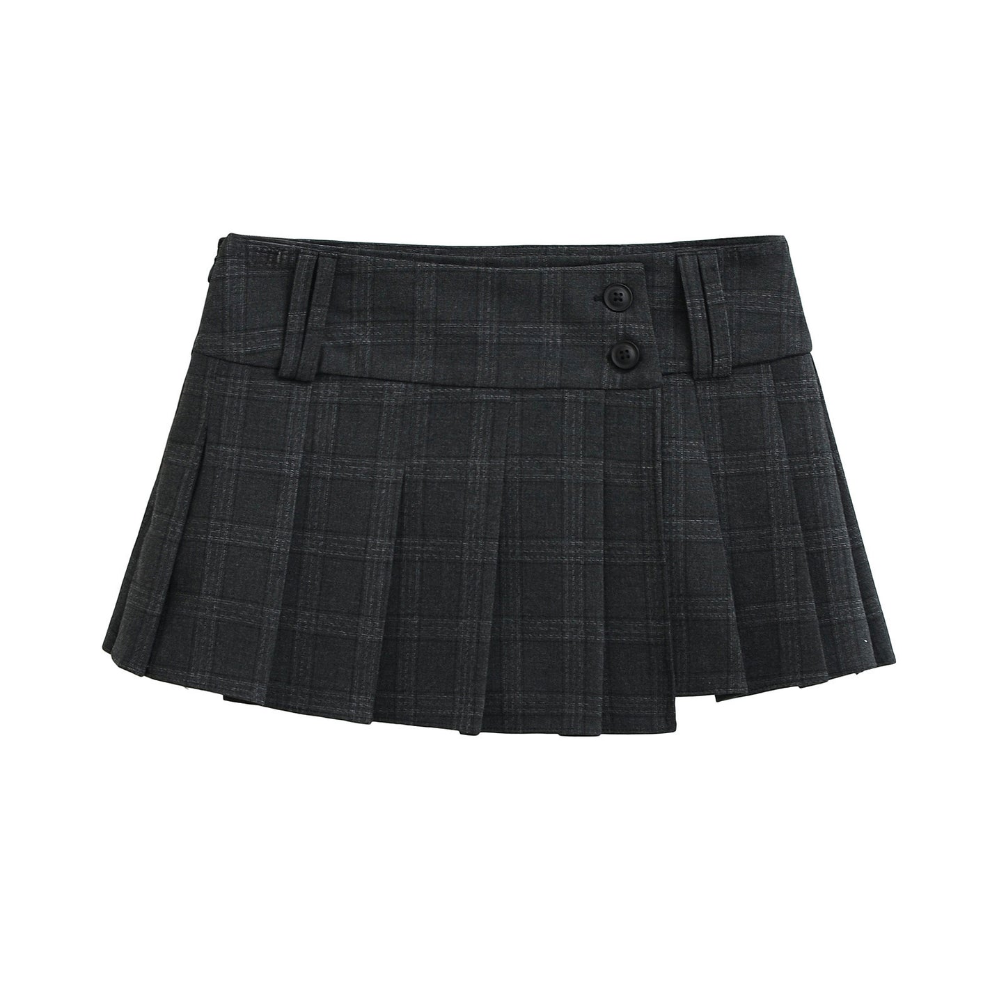 Harajuku Style Checkered Pleated Mini Skirt in Black and Gray