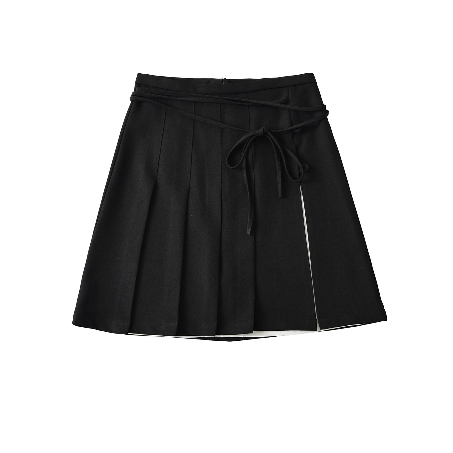 Color Block Patchwork Skirt Suit with Side Split Straps and High Waisted Design