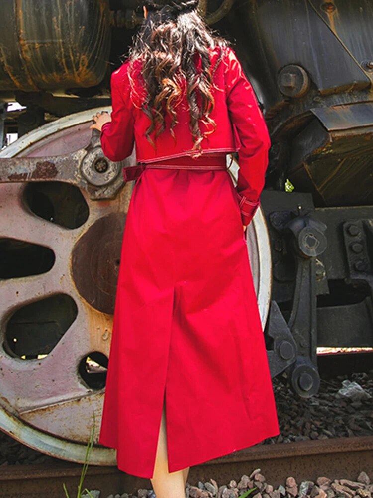 Harajuku Style Lace-Up Double Breasted Trench Coat
