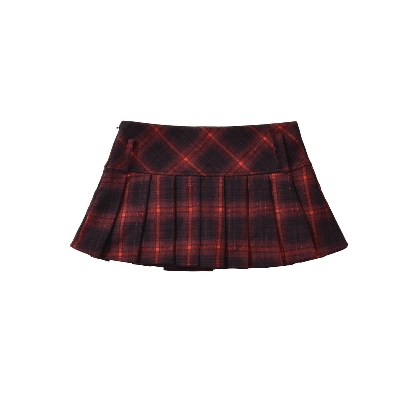 Low Waist Plaid Pleated Skirt
