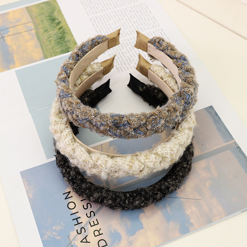 Autumn and Winter Plaid Woolen Headband
