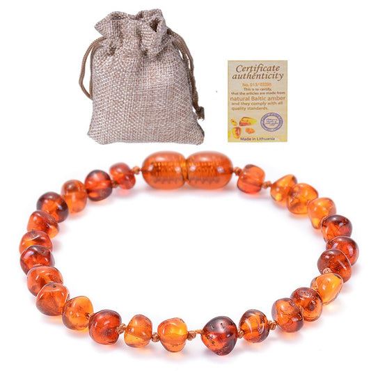 Baltic Sea Amber Baby Bracelet - Irregular Handcrafted Jewelry