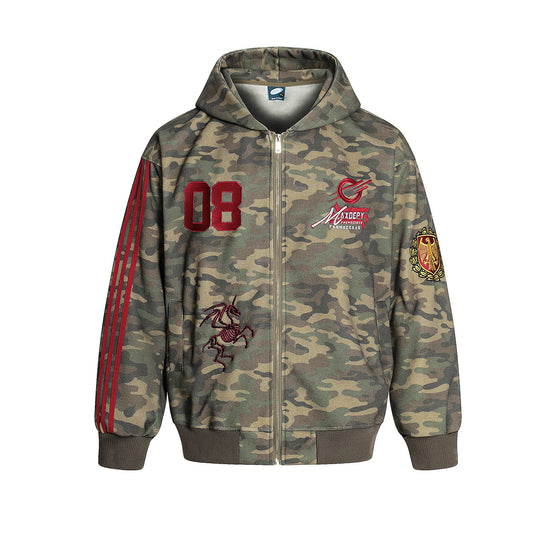 Embroidered Zipper Hoodie