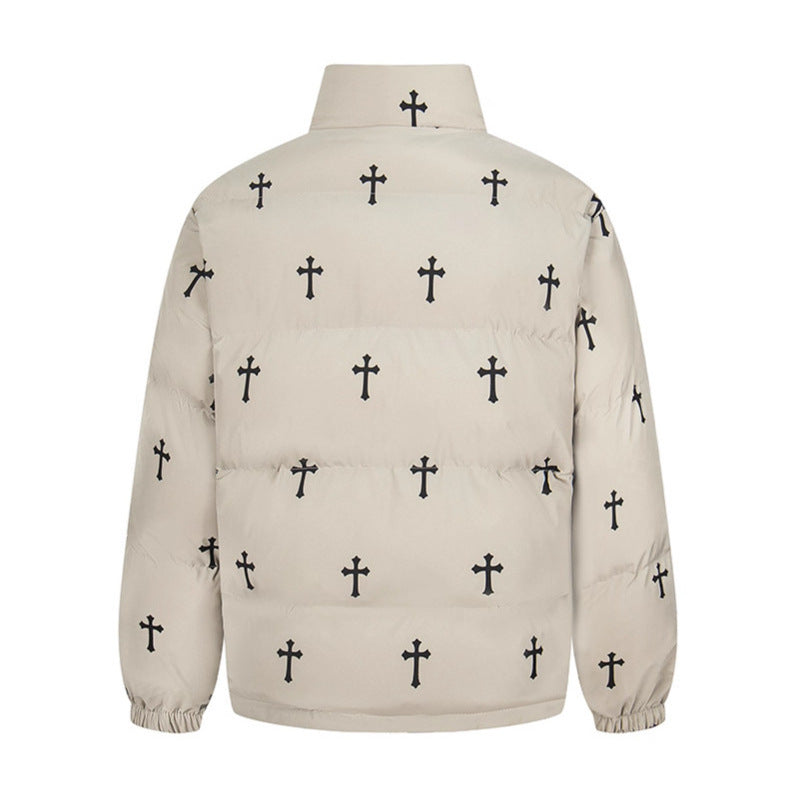 Print Stand Collar Cotton Coat Warm Puffer Jacket Thick Outerwear