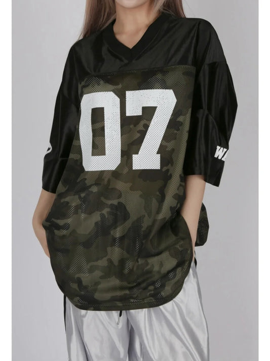 Retro V-Neck Camouflage T-Shirt