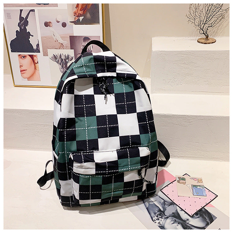 Harajuku Style Plaid Schoolbag - Retro Large Capacity Backpack
