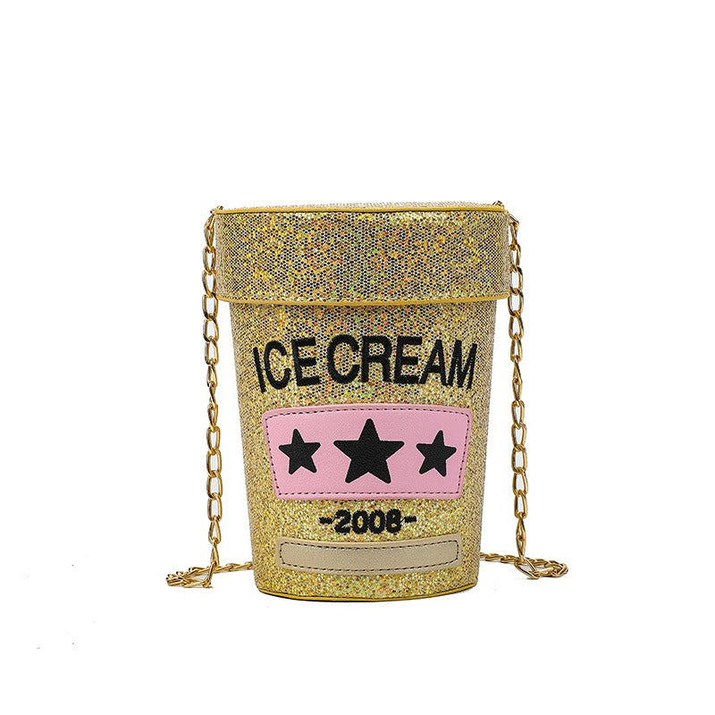 Playful Ice Cream Carton Sequin Crossbody Bag