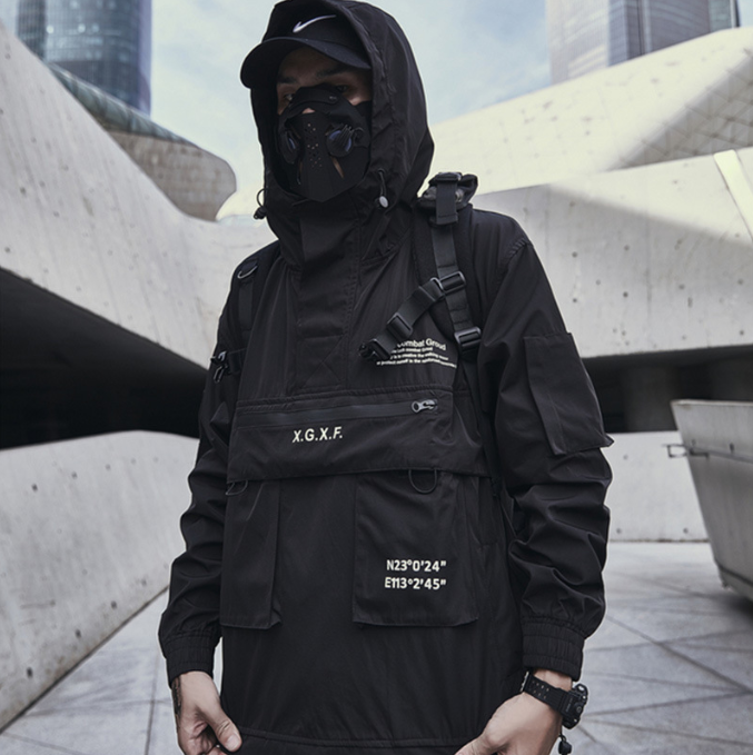 Harajuku Style Multi Pocket Workwear Coat for Men