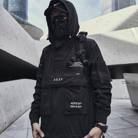 Harajuku Style Multi Pocket Workwear Coat for Men