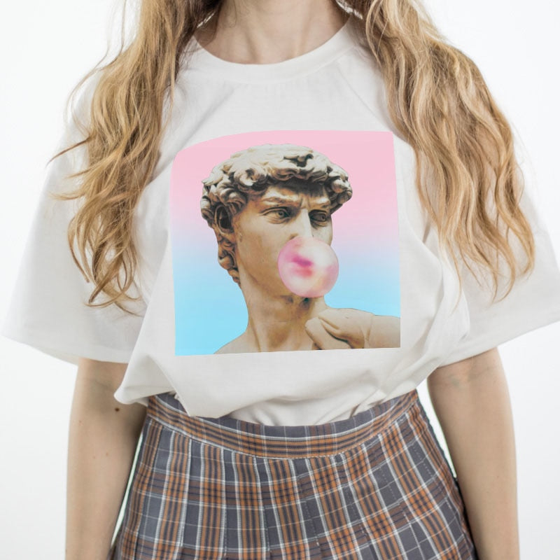 David Michelangelo Bubble Gum Printed Harajuku T-Shirt