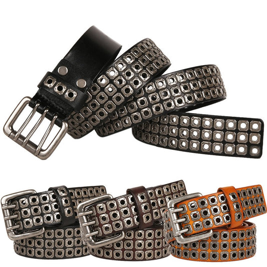 Harajuku Style Cowhide Rivet Belt for Women