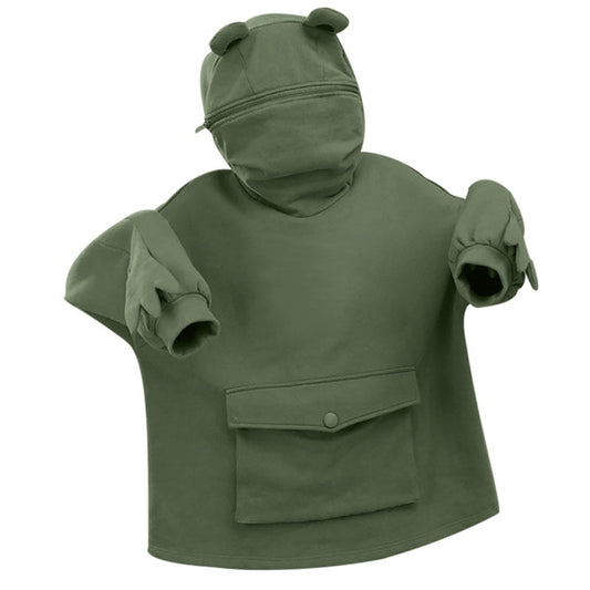 Harajuku Frog Hooded Pullover - Casual Winter Sweatshirt