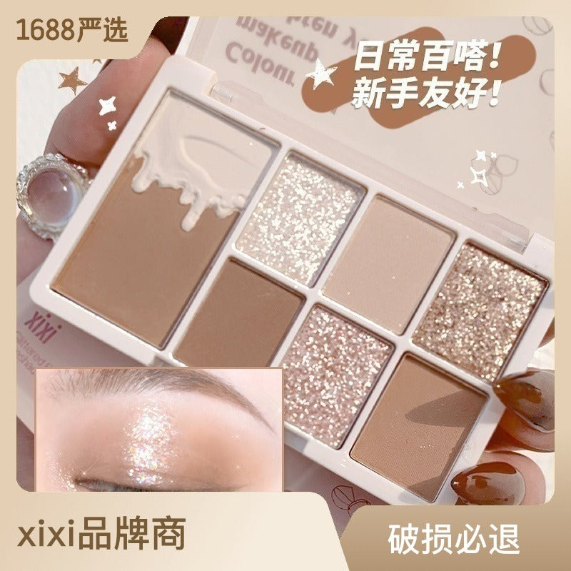 7 Color Red Wine Glitter Eyeshadow Palette - Korean Makeup