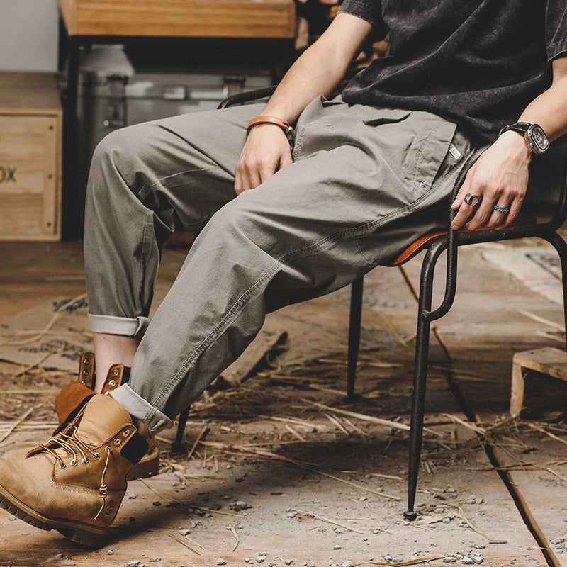 Harajuku Style Retro Work Pants - Trendy Casual Khaki Trousers