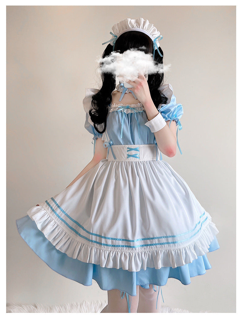 Japanese Black and White Maid Outfit Women's Clothing, Cute Lolita Dress, Daily Wear, Plus Size Cosplay
