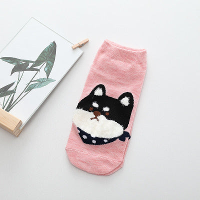 Kawaii Cartoon Cat & Dog Women’s Short Socks