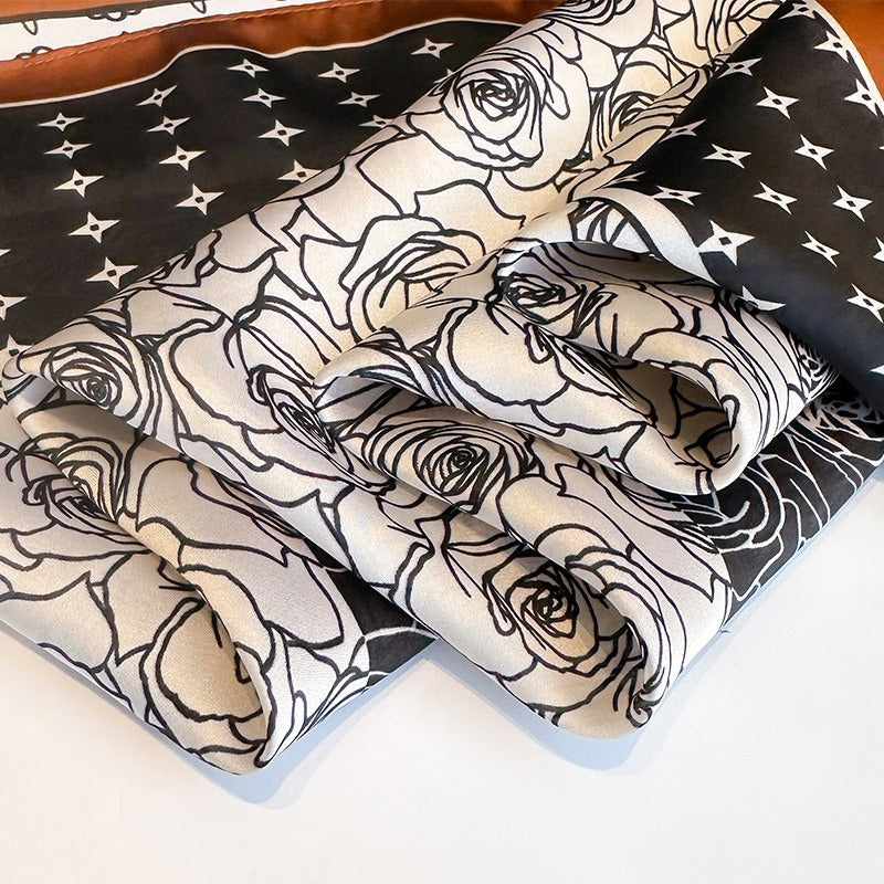 Harajuku Style Cashew Flower Silk Square Scarf