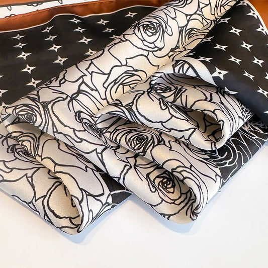 Harajuku Style Cashew Flower Silk Square Scarf